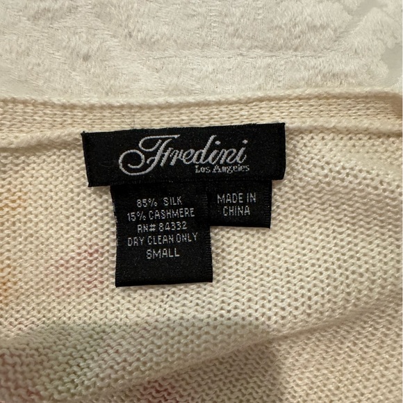 Vintage Fredini floral cropped drape cardigan silk cashmere Y2K - Picture 4 of 7